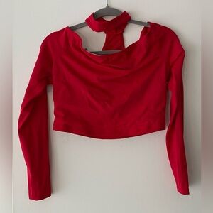 Balera Red Long Sleeve Collar Crop Top Dance Costume Dancewear